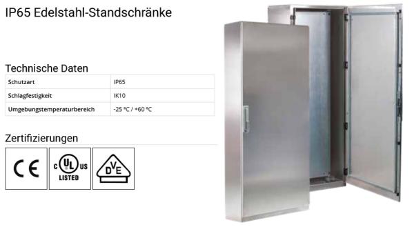 IP65 V2A Schaltschrank 1650x800x400 mm AISI 304L